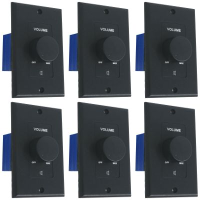 (6) Rockville VOL70200 Black 200w 70v Wall Volume Controls Zone Controller Boxes