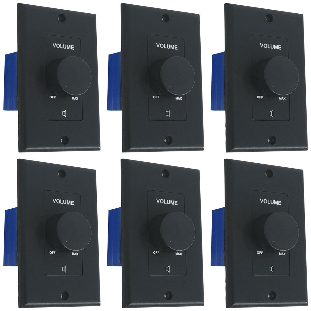(6) Rockville VOL70200 Black 200w 70v Wall Volume Controls Zone Controller Boxes