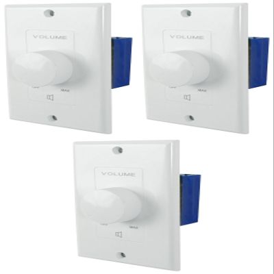 Rockville VOL70200 White 200W 70V/100V Wall Zone Volume Controller, 3-Pack