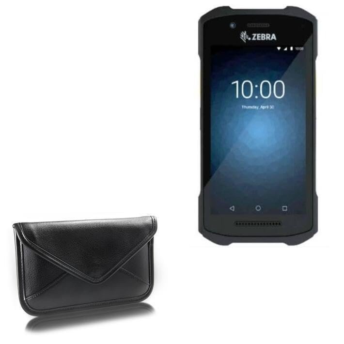 BoxWave Case Compatible with Zebra TC26 CBRS - Elite Leather Messenger Pouch, Synthetic Leather Cover Case Envelope Design - Jet Black