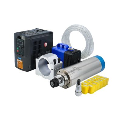 220v 2.2kw Water Cooled Motor ER20 4 bearing and 2200w VFD/Inverter & 80mm Clamp & 75w water pump for wood milling (Color : YL 4screw blue, Size : 110v)