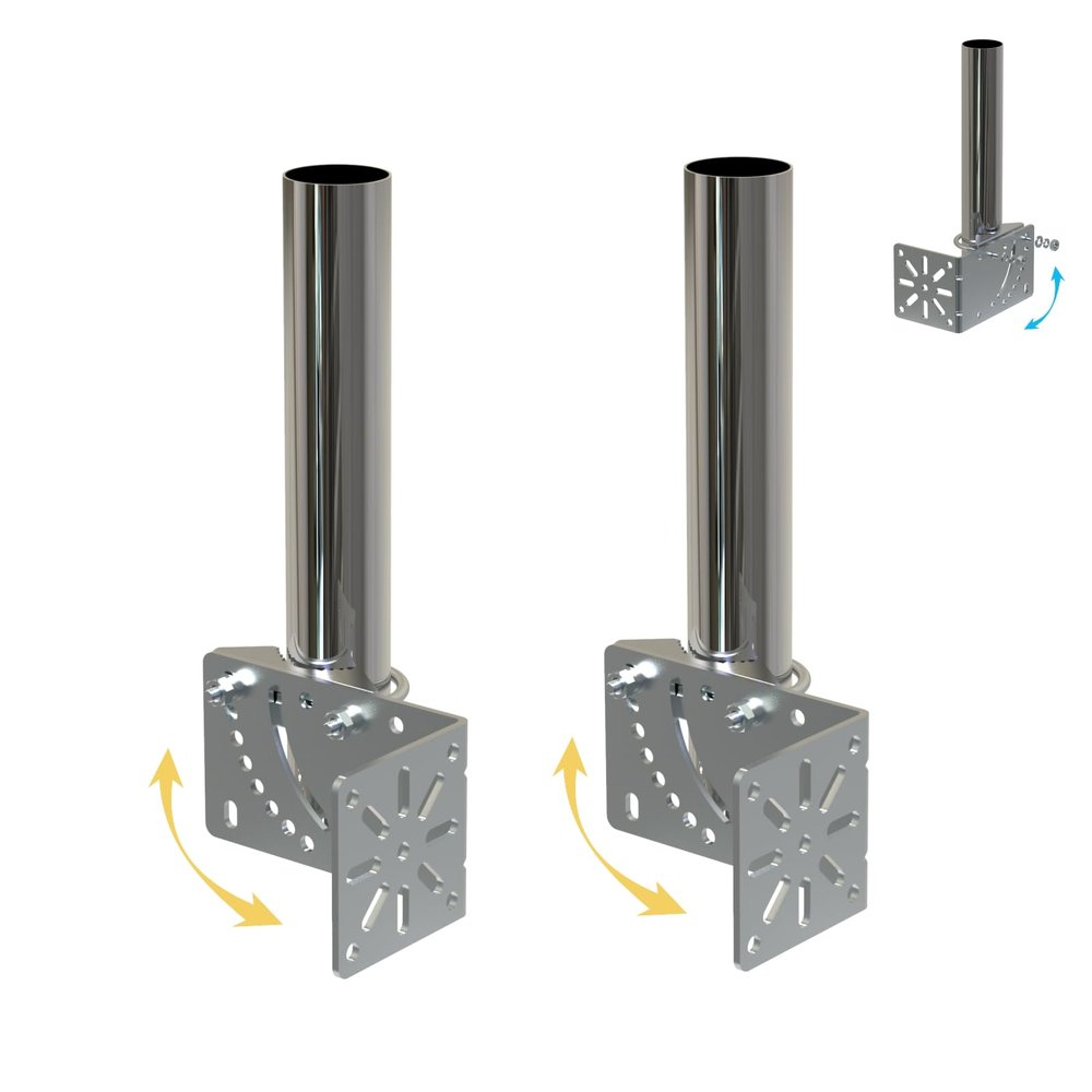 Amazmount 2PCS 1.5" Diameter Universal Outdoor Adjustable Antenna Mount Pole Bracket to Wall Weather Station 10" Length Antenna Mast Mounting Pole Clamp Kit