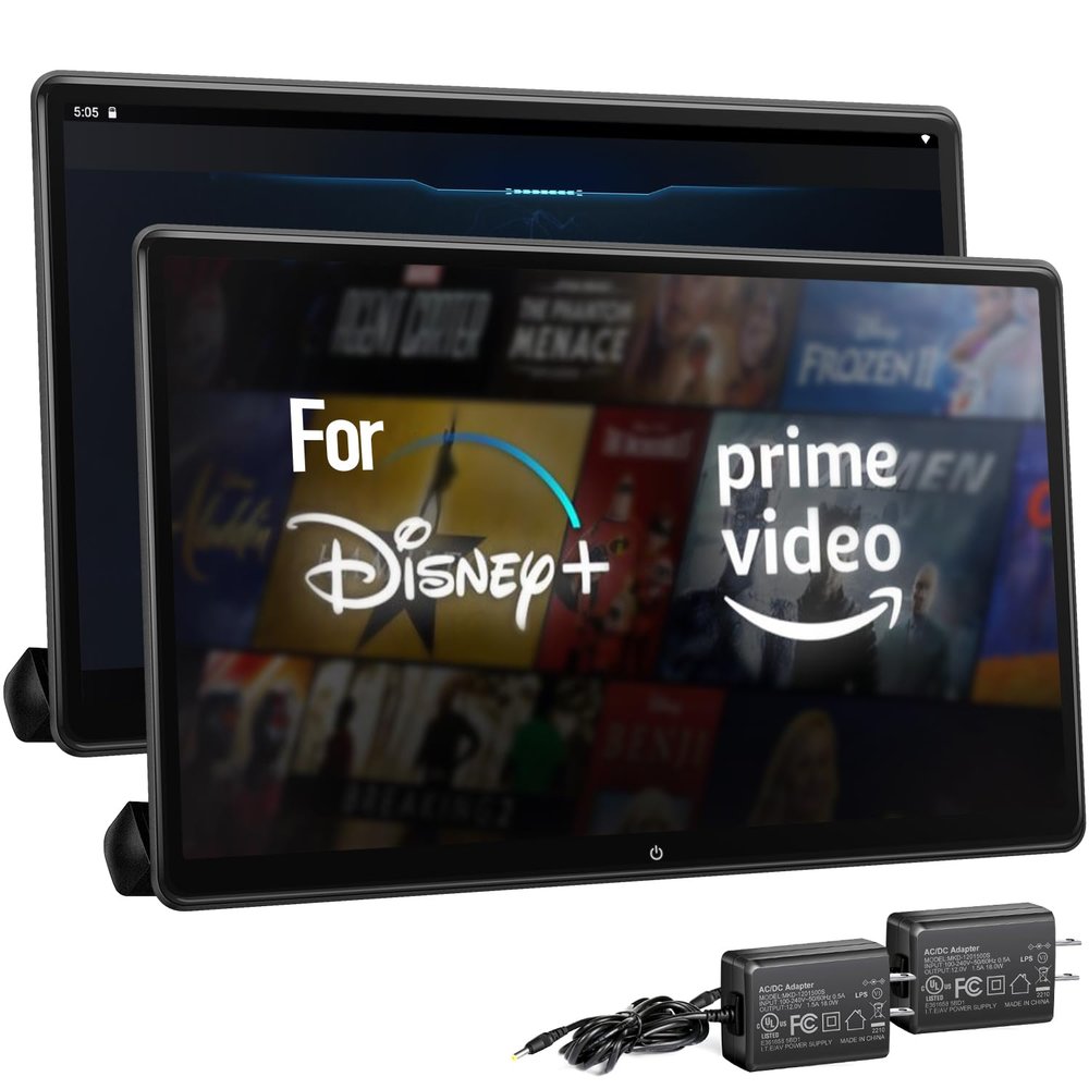 15.6 Inch 4K Android 11.0 Multifunction Car TV Back Seat, 5G WiFi Headrest Monitor Tablet Touch Screen 1080P Bluetooth/USB/SD/HDMI in+Out/FM/Mirror Link/Airplay Video Player (2Ram 32Rom(2Monitors))