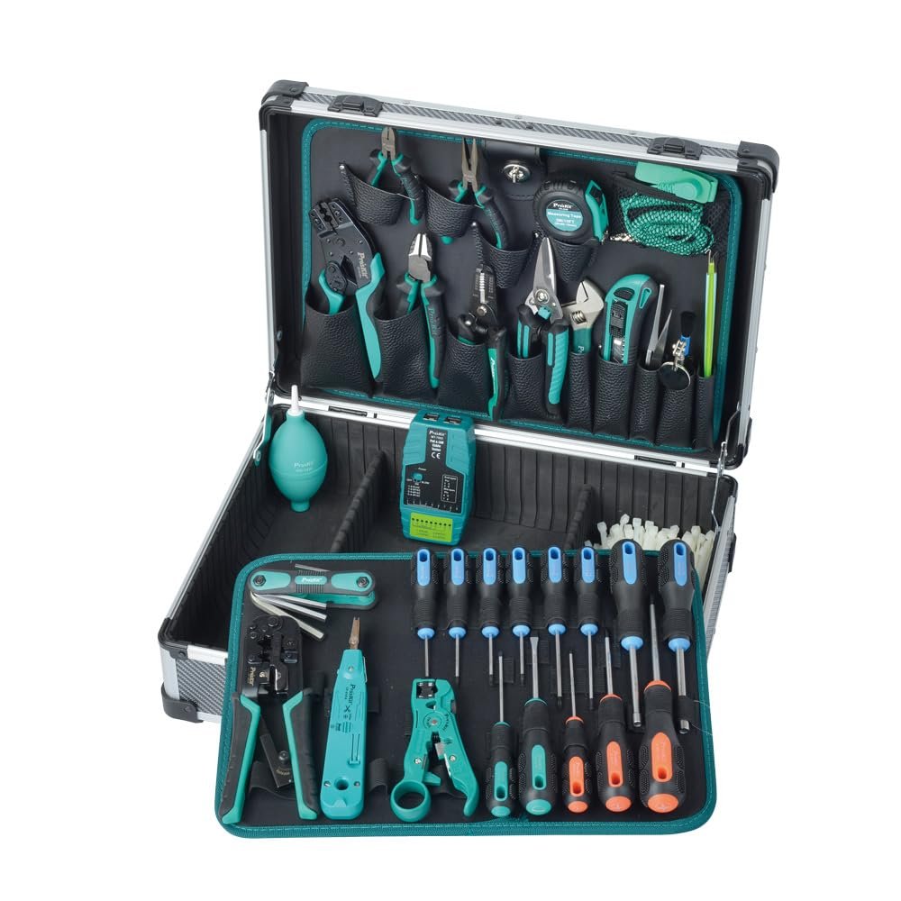 Pro'sKit Tools Solutions PK-1938M1 Professional Telecom & Networking Tool Kit Computer & Networking Surveillance System Installation & Maintenance(PK-1938M1)