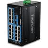 TRENDnet 26-Port Hardened Industrial Gigabit DIN-Rail Switch, TI-G262, 24 x Gigabit Ports, 2 x Gigabit SFP Ports, 52Gbps Switching Capacity, Lifetime Protection, Black view 1