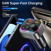 Syncwire Bluetooth 5.4 FM Transmitter Car Adapter 54W (PD 36W & 18W) [Stronger Dual Mics] [Light Switch] [HiFi Bass Sound] [Fast Charging] Wireless Radio Receiver Hands-Free Calling LED Display view 3