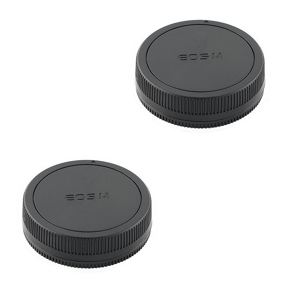 2 Pack Rear Lens Cap and Camera Body Cap Cover Kit for Canon EOS M200 M100 M50 M50 Mark II M10 M5 M6 M6 Mark II M3 M2 M and More EF-M Mount Mirrorless Camera and Lens