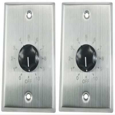 Rockville VOL70200 Stainless Steel 70V Wall Zone Volume Controller, 2-Pack