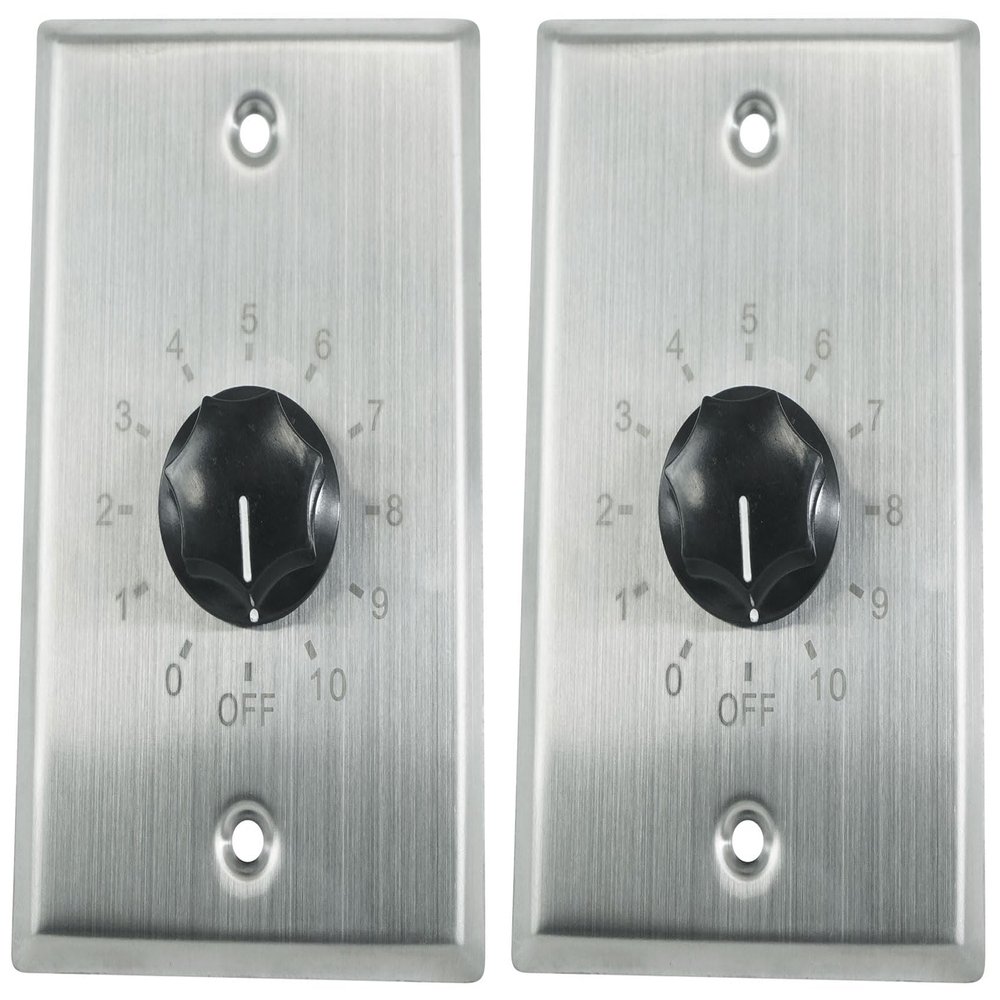 Rockville VOL70200 Stainless Steel 70V Wall Zone Volume Controller, 2-Pack