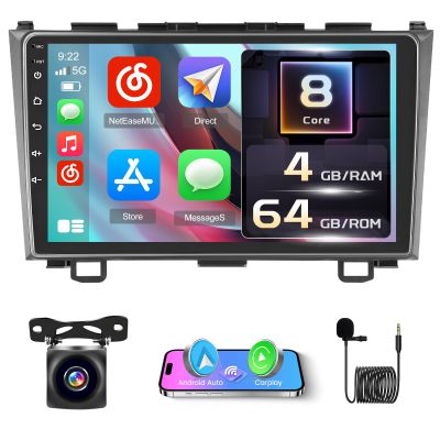 Inefala [8 Core 4+64G] Android 15 Car Radio for Honda CRV 2007-2011 with Carplay Android Auto, 9 Inch HD Touchscreen Car Stereo with GPS WiFi Bluetooth5.0 FM/RDS 32EQ/DSP 59UI SWC Backup Camera MIC