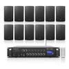 Sound Town Commercial Restaurant Bluetooth Amplifier + Surface-Mount Speaker Set, with One 6-Zone 70V/100V Amplifier with Bluetooth, 12 x 6.5-Inch Surface-Mount Speakers, Black (PAC360X12TV6B) view 1