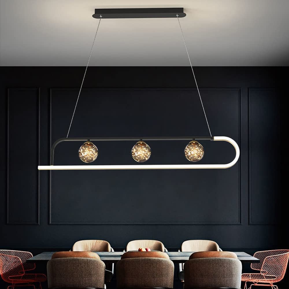 SteFik LED Diminum Chandelier Dinning Room Pendant Light 66W Living Room Glazing Hanging Lights Modern Simple Bar Creativity Personality Small Chandelier Remote Control Light 39.3 Inch 66W,Pendant