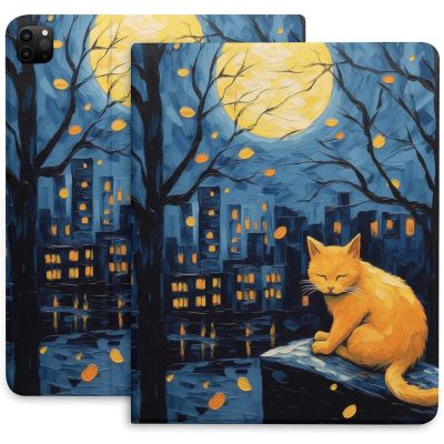 TEERMLLQWA Starry Night Cat Moon Stars Galaxy Case for iPad Pro 11 Inch Case 2020(2nd Gen) with Pencil Holder, Smart iPad Case Support Touch ID and Auto Wake/Sleep