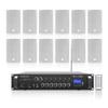 Sound Town Commercial Restaurant Bluetooth Amplifier + Surface-Mount Speaker Set, with One 6-Zone 70V/100V Amplifier with Bluetooth, 12 x 6.5-Inch Surface-Mount Speakers, White (PAC360X12TV6W) view 1