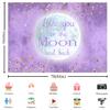 QICAIYUN Love You to The Moon and Back Backdrop Purple Background Stars and Moon Background Adults Newborn Kids Birthday Party Decorations Baby Shower Portrait Backdrop YUNTKYC003 view 2