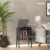 TUTOTAK End Table with Vinyl Holder Display Shelf, Record Player Stand, Record Storage Table, Side Table, Turntable Stand, Nightstand, Charcoal Grey TB01BY045 view 4