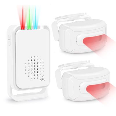 GREENCYCLE Motion Sensor Alarm Indoor Outdoor, Motion Detectors, Wireless Driveway Alarm, Home Security Alarm System- LED Indicates Infrared PIR Motion Sensed Protect Property -1 Receiver 2 Sensors