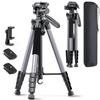 CAMBOFOTO 74 Aluminum Camera Tripod  HeavyDuty Professional Tripod Stand for DSLR & Mirrorless Cameras, Smartphones & GoPro  Lightweight Travel Tripod with 360 Pan Head & Phone Mount view 1