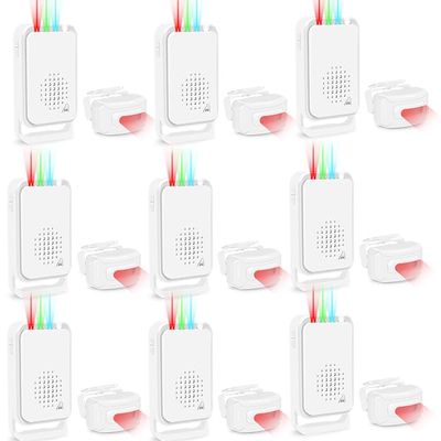 GREENCYCLE 9PK Motion Dectectors, Outdoor Motion Sensor Alarm, Wireless Driveaway Alarm, Home Security Business Detector Alert System, Infrared PIR Sensor, IP64 Waterproof, Long Range Protect Property