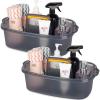 Large Cleaning Supplies Caddy Portable Shower Basket Supply Organizer with Handle Plastic Bucket Tool Storage for Bathroom, Bedroom, Kitchen, College Dorm, Garden, Clear Grey 2 Pack view 1