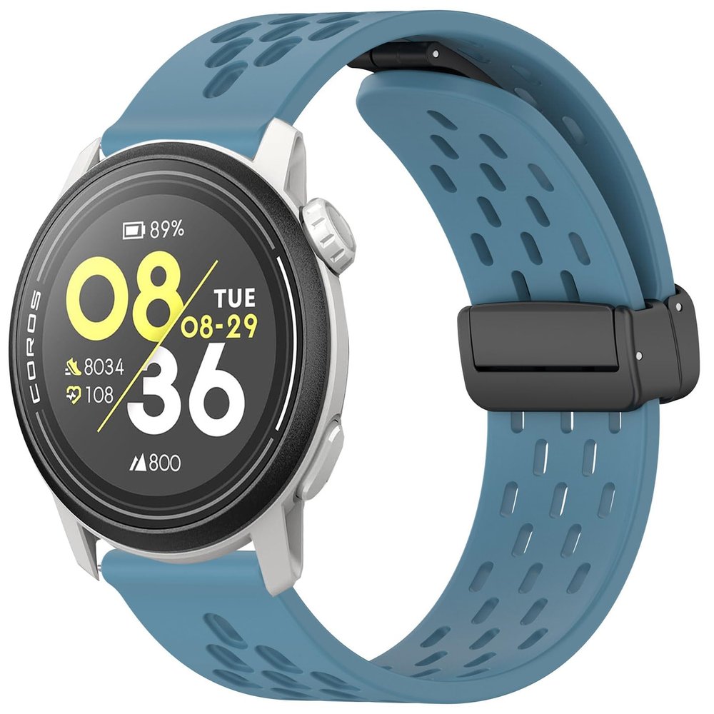 Lamshaw 20mm, 22mm Breathable Soft Silicone Magnetic Butterfly Clousure Sport Replacemet Band Straps Compatible with COROS Smartwatch (20mm Size Band, Blue)
