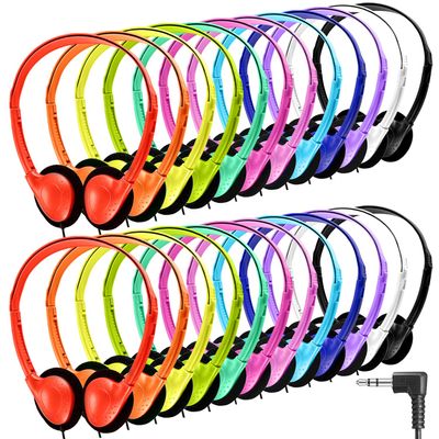Yoley Classroom Headphones Bulk 54 Pack, Student On Ear Headsets, Comfy Swivel Earphones for Classroom, Library, School, Airplane, for Online Learning and Travel, Stereo Sound 3.5mm Jack (12 Colors)