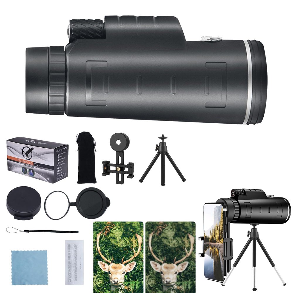 500x Night Vision Ultra-Portable Telescope, with Phone Adapter & Tripod & Hand Strap, 500x Telescope for Bird Watching Travel Camping Hiking Travel (Set-A)