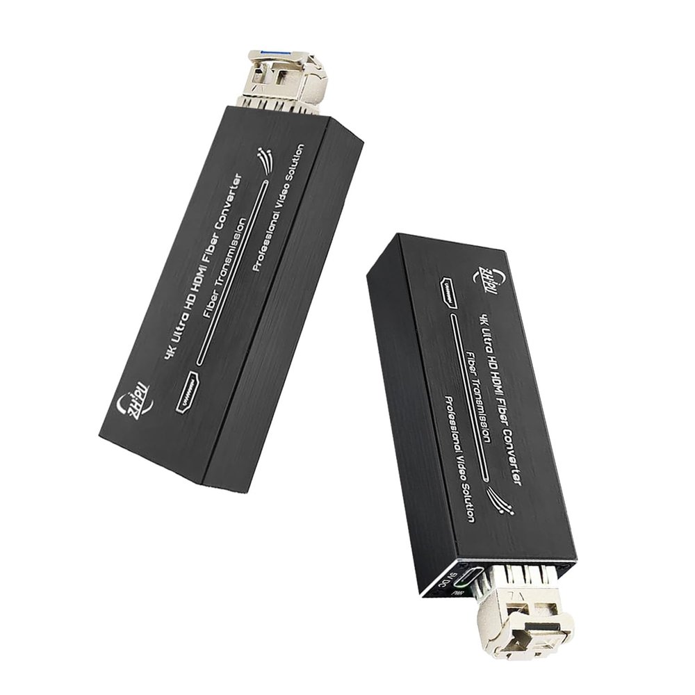 Lcantve Mini 4K HDMI Fiber Converter Supporting 4K*2K@30Hz Resolution, Uncompressed HDMI Video Fiber Extender with 10G SFP Modules, Up to 20KM Over Single Mode LC Fiber