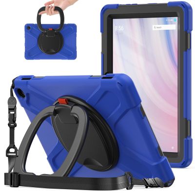 360  Rotation Portable Case for Fire HD 10 2023 10.1 inch Tablet, Rugged Case Rotating Stand Hand Strap Shoulder Carrying Strap Outdoor Cover,Blue