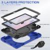 360  Rotation Portable Case for Fire HD 10 2023 10.1 inch Tablet, Rugged Case Rotating Stand Hand Strap Shoulder Carrying Strap Outdoor Cover,Blue view 2
