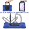 360  Rotation Portable Case for Fire HD 10 2023 10.1 inch Tablet, Rugged Case Rotating Stand Hand Strap Shoulder Carrying Strap Outdoor Cover,Blue view 3