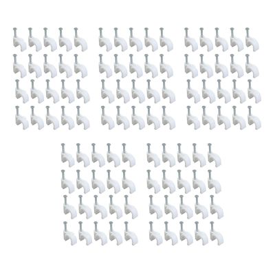 Pilipane 100 PCS 5mm Steel Nail Line Clips, for Long-Lasting Cable Fixing Clips for Neat Cord Management on Wall