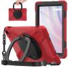 360  Rotation Portable Case for Fire HD 10 2023 10.1 inch Tablet, Rugged Case Rotating Stand Hand Strap Shoulder Carrying Strap Outdoor Cover,Red view 1