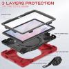 360  Rotation Portable Case for Fire HD 10 2023 10.1 inch Tablet, Rugged Case Rotating Stand Hand Strap Shoulder Carrying Strap Outdoor Cover,Red view 2