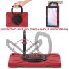360  Rotation Portable Case for Fire HD 10 2023 10.1 inch Tablet, Rugged Case Rotating Stand Hand Strap Shoulder Carrying Strap Outdoor Cover,Red view 3