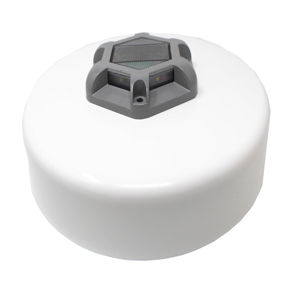 JSP Manufacturing Flat Dock Piling Cap with Outdoor Solar Powered Waterproof LED Light | Black or White Caps 8" 9" 10" 11" 12" (White, 11 inch)