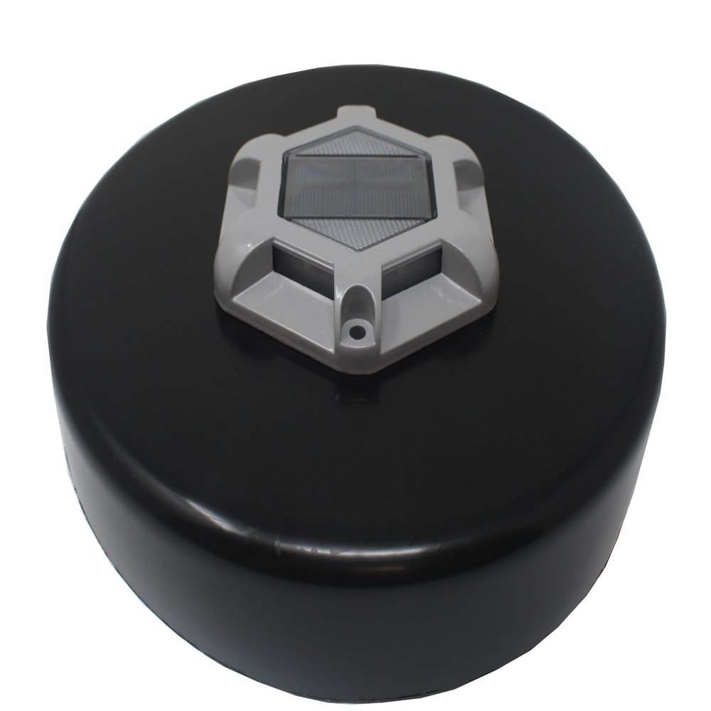 JSP Manufacturing Flat Dock Piling Cap with Outdoor Solar Powered Waterproof LED Light | Black or White Caps 8" 9" 10" 11" 12" (Black, 10 inch)