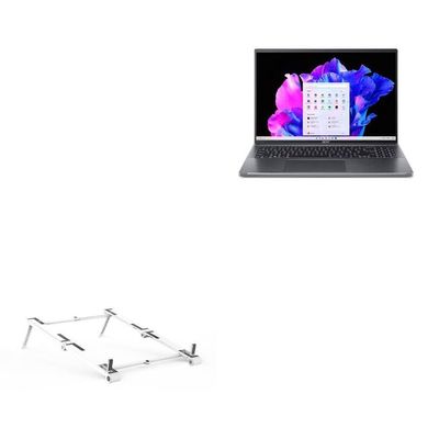 BoxWave Stand and Mount Compatible with Acer Swift Go 16 - Pocket Aluminum Stand 3-in-1, Portable Multi Angle Viewing Riser - Metallic Silver