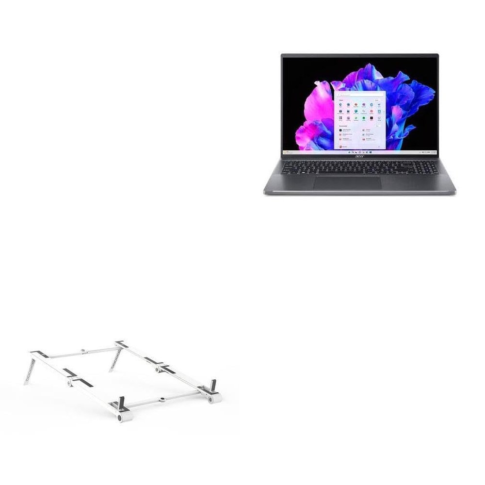 BoxWave Stand and Mount Compatible with Acer Swift Go 16 - Pocket Aluminum Stand 3-in-1, Portable Multi Angle Viewing Riser - Metallic Silver