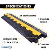 Kable Kontrol Atlas Heavy Duty Cable Protector Ramp - 1 Channel Bulk Wholesale Pallet - 10 Pcs - 39" Long Black & Yellow - 24,000 Lbs Capacity - Rubber Speed Bump Wire Protector Cord Cover - CP9896 view 3