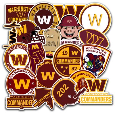 20PCS Washington Stickers Pack Commander  Washington Football and Rugby Decals for Water Bottle, Laptop, Car, Helmet, Scrapbook  Waterproof Vinyl Washington Gifts for Kids Teens Adults Fans
