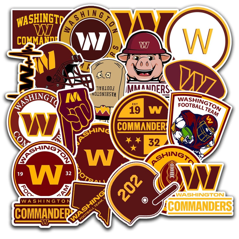 20PCS Washington Stickers Pack Commander Washington Football and Rugby Decals for Water Bottle, Laptop, Car, Helmet, Scrapbook Waterproof Vinyl Washington Gifts for Kids Teens Adults Fans