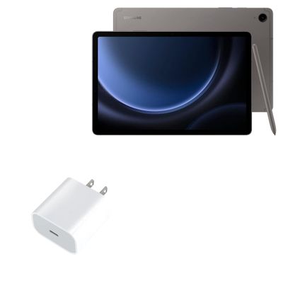 BoxWave Charger Compatible with Samsung Galaxy Tab S9 FE - PD GAN miniCube (30W), 30W Tiny PD GAN Type-C Wall Charger - Winter White