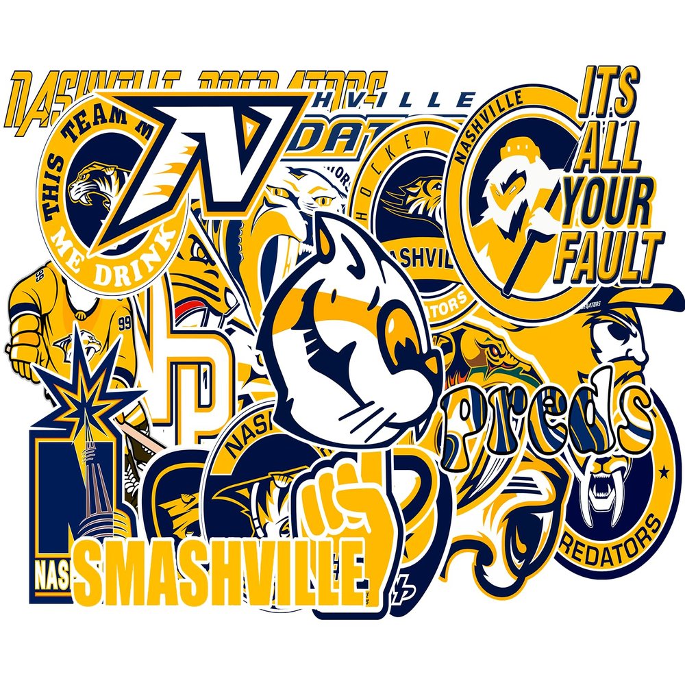 25 PCS Nashville American Predators Hockey Stickers for Water Bottle, Laptop, Bicycle, Computer, Motorcycle, Travel Case, Car Decal Decoration Stickers