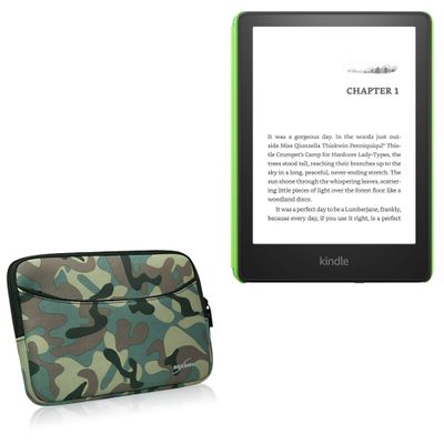 BoxWave Case Compatible with Amazon Kindle Paperwhite Kids - Camouflage Suit with Pocket, Neoprene Camo Suit Zipper Pocket for Storage