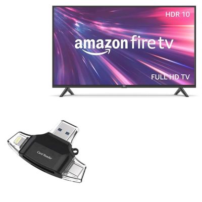 BoxWave Smart Gadget Compatible with Amazon Fire TV 2 Series (32 in) - AllReader SD Card Reader, microSD Card Reader SD Compact USB - Jet Black