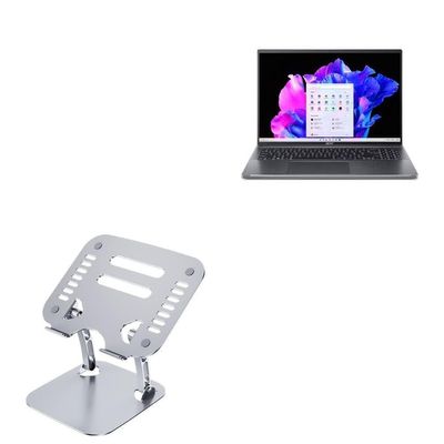 BoxWave Stand and Mount Compatible with Acer Swift Go 16 - Executive VersaView Laptop Stand, Ergonomic Adjustable Viewing Angle Metallic Riser - Metallic Silver