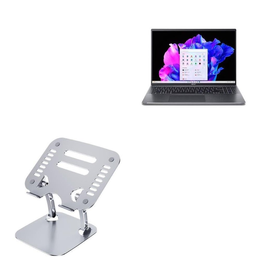 BoxWave Stand and Mount Compatible with Acer Swift Go 16 - Executive VersaView Laptop Stand, Ergonomic Adjustable Viewing Angle Metallic Riser - Metallic Silver