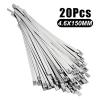 20/40Pcs Stainless Steel Cable Ties Reusable Metal Hardware Cable Organizer Self-Sealing Fastening (Color : Silver, Size : 20Pcs 4.6X150MM) view 2
