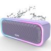 DOSS SoundBox Pro Bluetooth Speaker, 20W Stereo Sound, Active Extra Bass, 20H Playtime, Multi-Colors Lights, Wireless Stereo Pairing, IPX6 Waterproof for Garden, Hiking, Camping, Beach, Party-Purple view 1